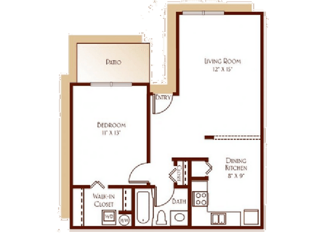 1 Bed 1 Bath 79A floor plan
